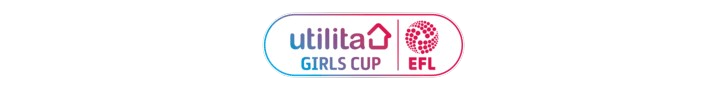 Logo of the Utilita Girls Cup and EFL in a white oval with gradient text.