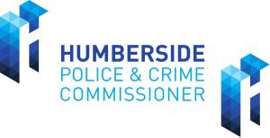 Logo of the Humberside Police & Crime Commissioner, featuring geometric shapes in shades of blue on either side of the text.